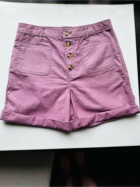 Lee Purple High Rise 4 Button Front Retro Utility Shorts 30 Waist